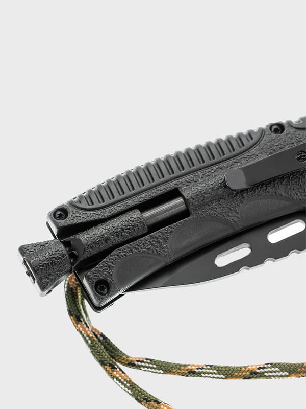 Fällkniv Bushcraft 4in1 Dominator eldstartare, rep