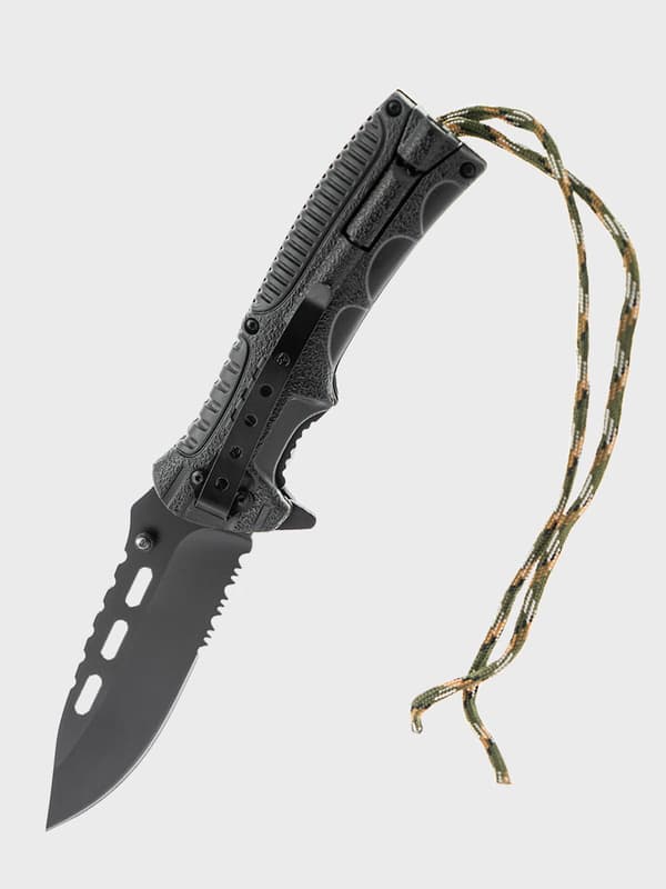 Fällkniv Bushcraft 4in1 Dominator eldstartare, rep