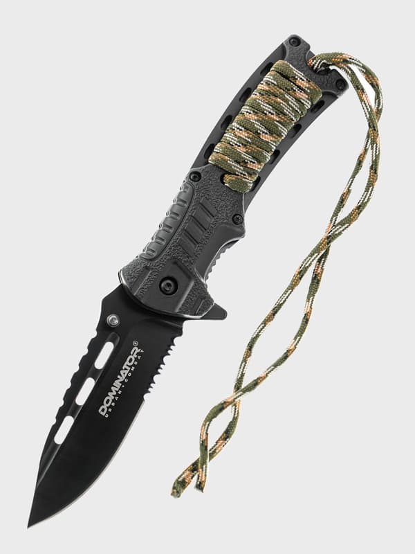 Fällkniv Bushcraft 4in1 Dominator eldstartare, rep