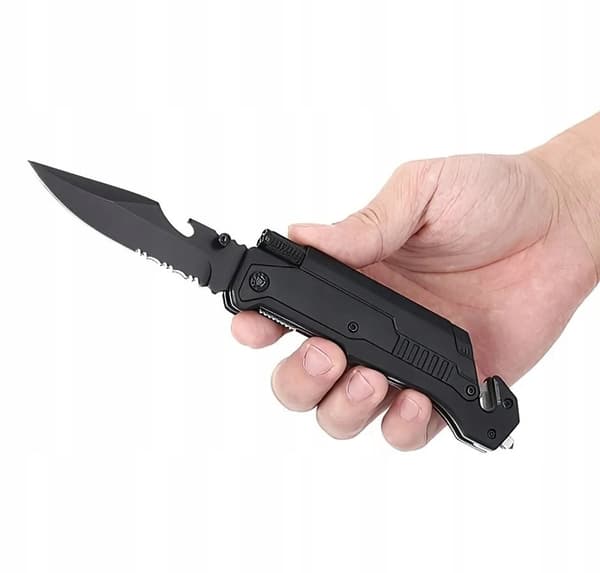 KNIV med FICKLAMPA FOLDNING TACTICAL 22CM ROSTFRITT STÅL + CASE FIRE KAMIN