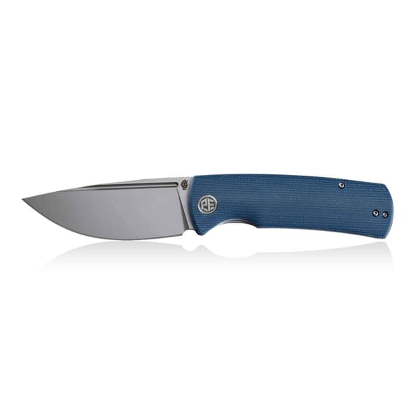 Förstenad fisk Beluga PF-P01 BMP Blå Micarta fällkniv