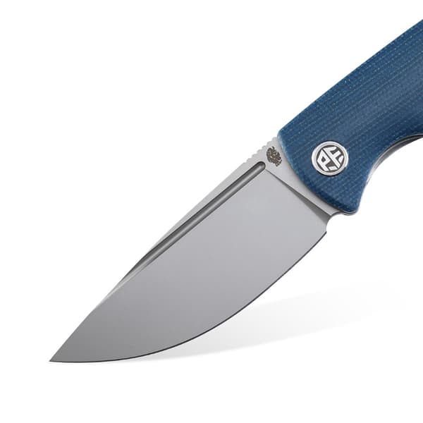 Förstenad fisk Beluga PF-P01 BMP Blå Micarta fällkniv