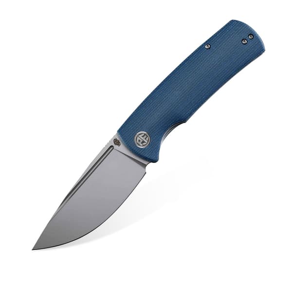 Förstenad fisk Beluga PF-P01 BMP Blå Micarta fällkniv