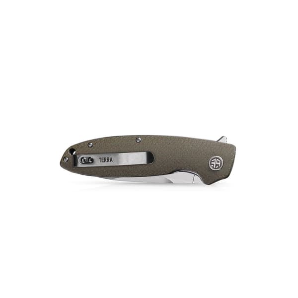 Petrified Fish Terra PF-B01 KAS Foldekniv Khaki (Olivengrøn Micarta)