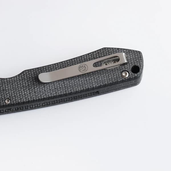 Foldekniv Vosteed Raccoon Knaplås Satin 14C28N Sort Micarta RC3SVM2