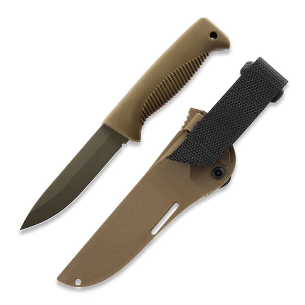 Peltonen Knives M07 Ranger Puukko Sissipuukko FJP126 -veitsi, 80CrV2-terästä, Cerakote FDE -pinnoite, Coyote TPE -kahva, Coyote-komposiittituppi