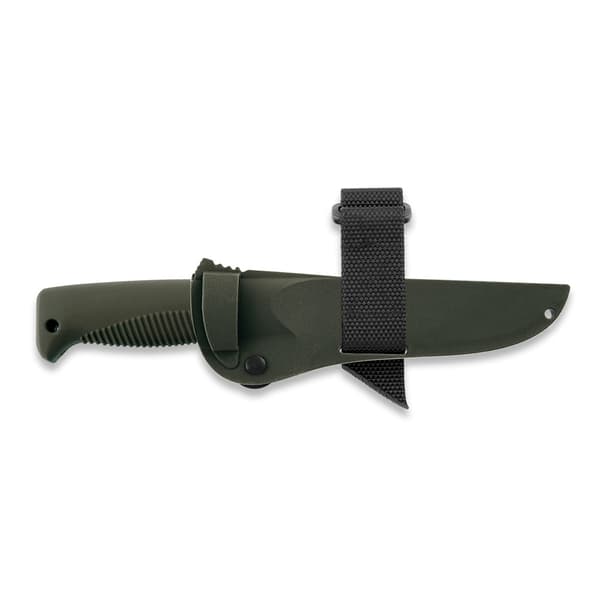 Peltonen Knives M07 Ranger Puukko Sissipuukko FJP141 Kniv 80CrV2 Stål med Cerakote Beläggning Olive TPE Handtag Olive Composite Slida