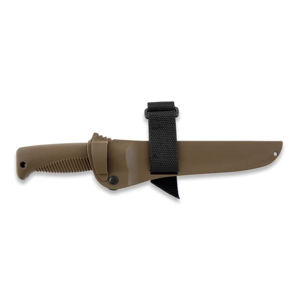 Peltonen Knives M95 Ranger Puukko Sissipuukko FJP060 Kniv 80CrV2 Stål med Cerakote FDE-beläggning Coyote TPE-handtag Coyote Kompositslida