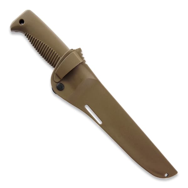 Peltonen Knives M95 Ranger Puukko Sissipuukko FJP060 Kniv 80CrV2 Stål med Cerakote FDE-beläggning Coyote TPE-handtag Coyote Kompositslida