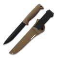 Pikkukuva 1 / 4: Peltonen Knives M95 Ranger Puukko Sissipuukko FJP120 Veitsi 80CrV2 Teräs mustalla PTFE-pinnoitteella Coyote TPE -kahva Coyote-komposiittituppi