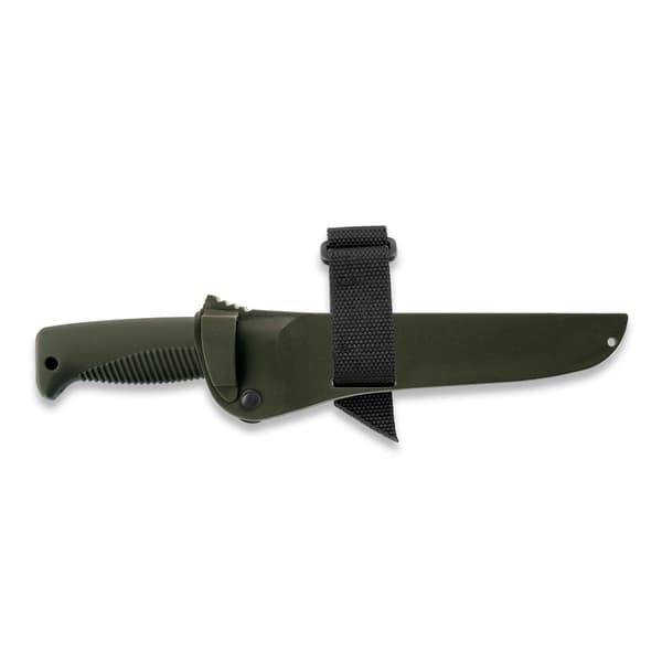 Peltonen Knives M95 Ranger Puukko Sissipuukko FJP136 -veitsi, 80CrV2-terästä, musta PTFE-pinnoite, oliivinvihreä TPE-kahva