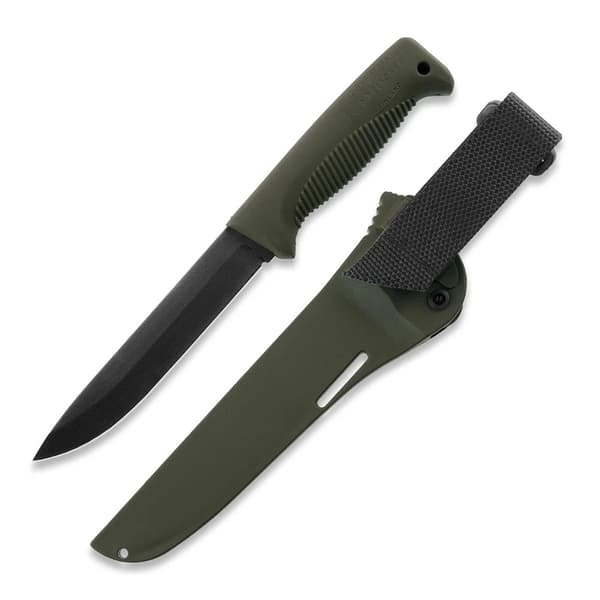 Peltonen Knives M95 Ranger Puukko Sissipuukko FJP61 Veitsi 80CrV2 Teräs mustalla Cerakote-pinnoitteella Oliivinvihreä TPE-kahva