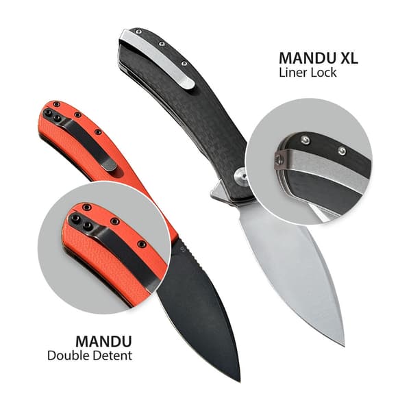 Trollsky Knives Mandu XL Liner Lock Dark Bead Blast D2 Grå G10 Fällkniv
