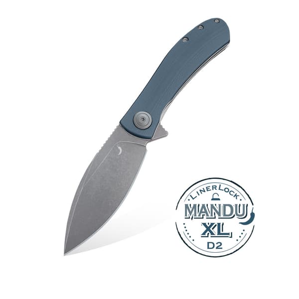 Trollsky Knives Mandu XL Liner Lock Dark Bead Blast D2 Grå G10 Fällkniv