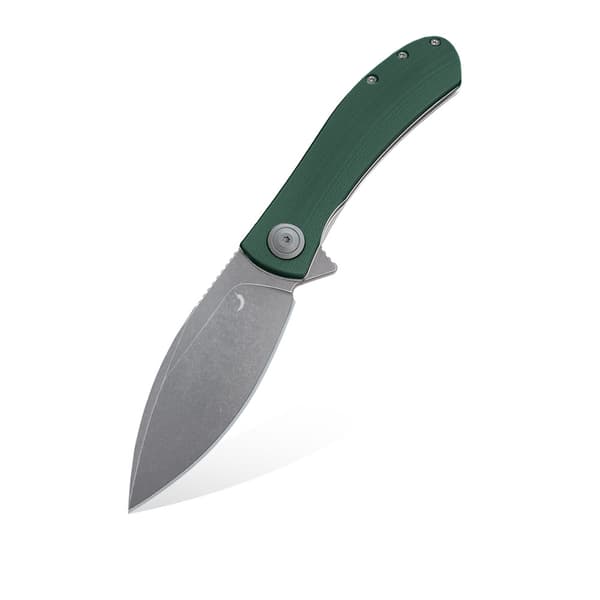 Trollsky Knives Mandu XL Liner Lock Dark Bead Blast D2 Grön G10 Fällkniv
