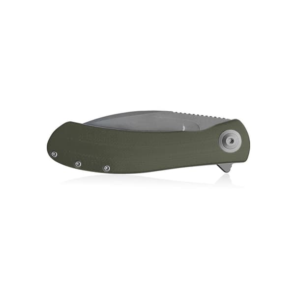 Trollsky Knives Mandu XL Liner Lock Dark Bead Blast D2 OD Grön G10 Fällkniv