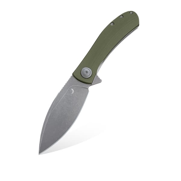 Trollsky Knives Mandu XL Liner Lock Dark Bead Blast D2 OD Grön G10 Fällkniv