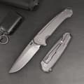 Miniatyrbillede 5 af 6: MK Knives & Tools Ingeni Grå Foldekniv | Stonewashed CPM-S90V Grå Titanium Flipper Stellås