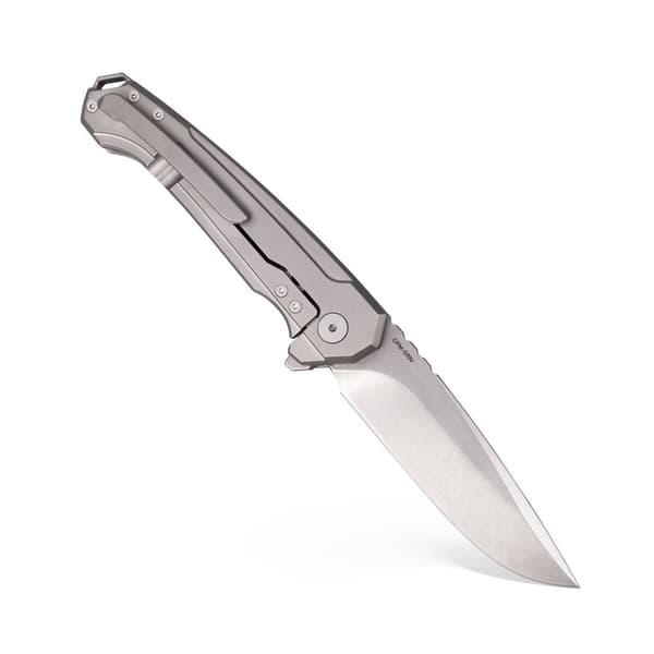 MK Knives & Tools Ingeni Grå Foldekniv | Stonewashed CPM-S90V Grå Titanium Flipper Stellås