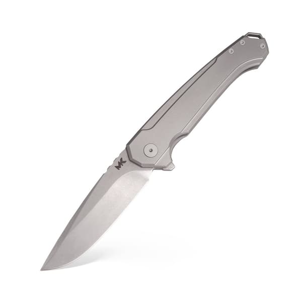 MK Knives & Tools Ingeni Grå Foldekniv | Stonewashed CPM-S90V Grå Titanium Flipper Stellås