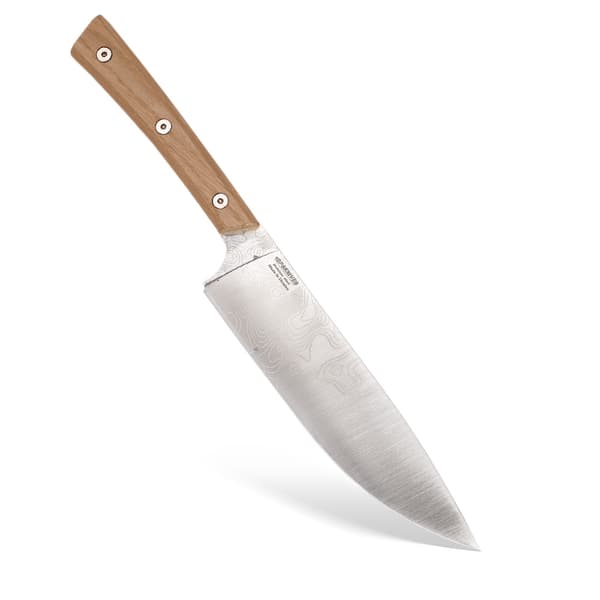 BPS Knives Rosemary Kökskniv 5Cr14MoV Rostfritt Stål Valnötsträ Brunt Läderslida