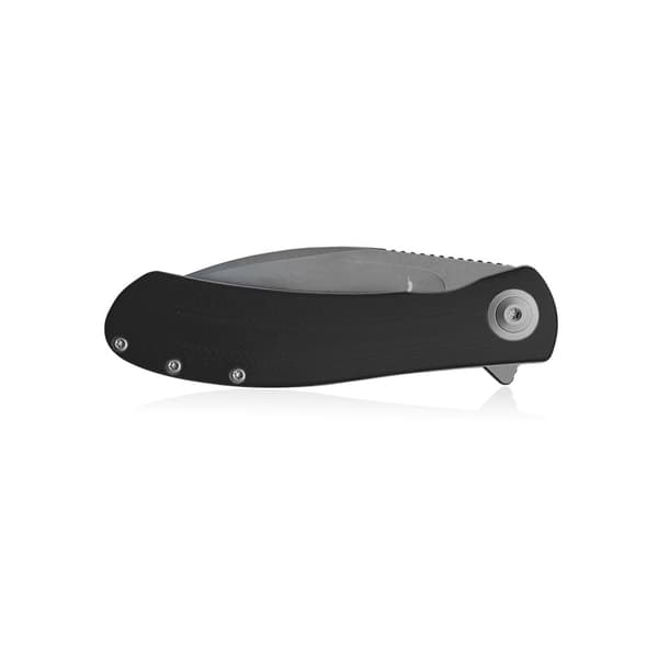 Trollsky Knives Mandu XL Liner Lock Fällkniv Grå Stentvättad D2 Svart G10