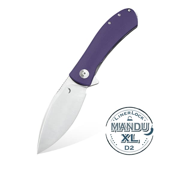 Trollsky Knives Mandu XL Liner Lock Satin D2 Lila G10 Fällkniv