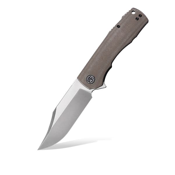 Petrified Fish Victor PF-P03 KMS Satin K110 Khaki Micarta Foldekniv