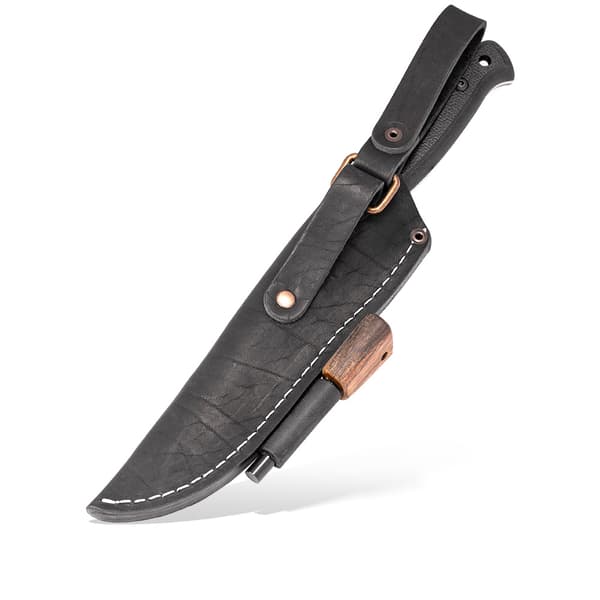 BPS Knives Adventurer Noar -retkiveitsi tulensytyttimellä - Rajoitettu erä | 1066 Teräksinen musta Micarta-tuppi, musta nahka
