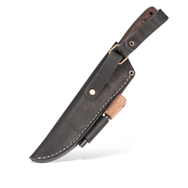 BPS Knives Adventurer Vanera Expeditionskniv med Tändstål - Begränsad Upplaga | 1066 stål Wenge trä svart läderslida