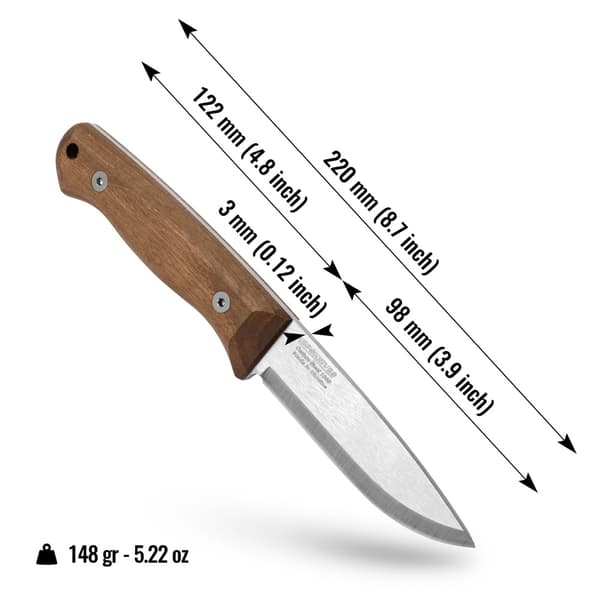 BPS Knives Bushmate 2.0 fra DBK Bushcraft-kniv med læderskede og optændingskniv