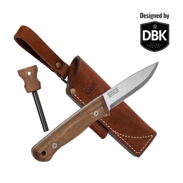 BPS Knives Bushmate 2.0 fra DBK Bushcraft-kniv med læderskede og optændingskniv