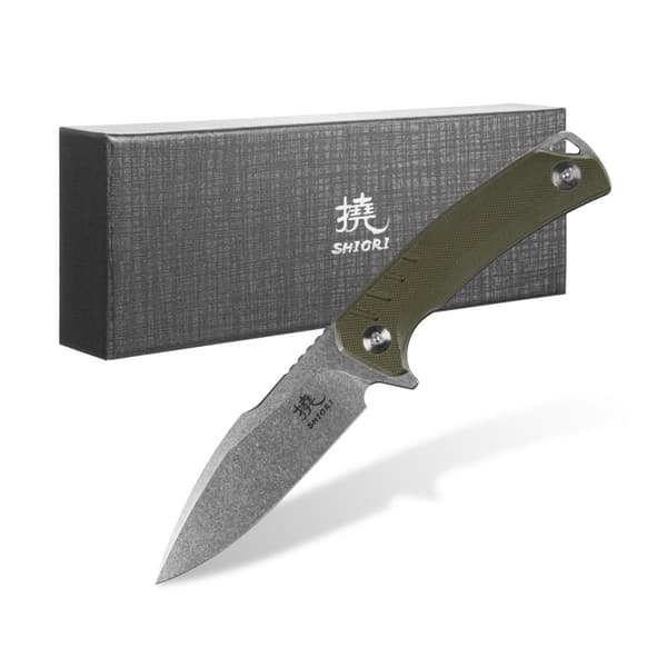 Shiori 撓 Midori No-Shi - 10Cr15CoMov terästä, täyspitkä metsästys-/taktinen veitsi, kivipesty