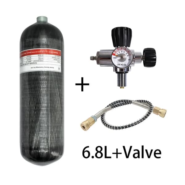 TUXING 4500psi Kulfiber Cylinder, 6.8L Volumen, 300 BAR Arbejdstryk,6.8L med ventil C