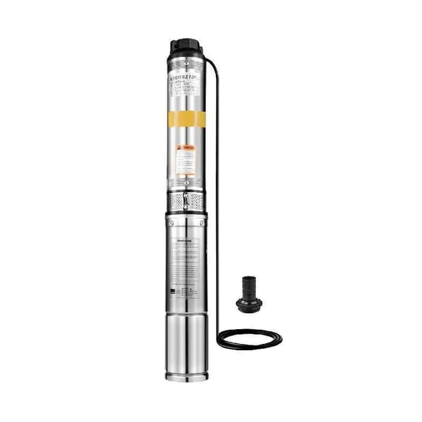 0,5HP/0,37KW Dränkbar brunnspump med flera filter, högkvalitativa material, 96L/min stort flöde, 50m högt tryckhöjd, bred applikation