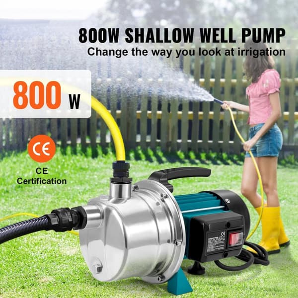 800W 4,8bar 3700L/H 40m lyft 7m sughöjd grundbrunnspump, bärbar trädgårdssprinklerpump för bevattning, vattenöverföring, hushåll