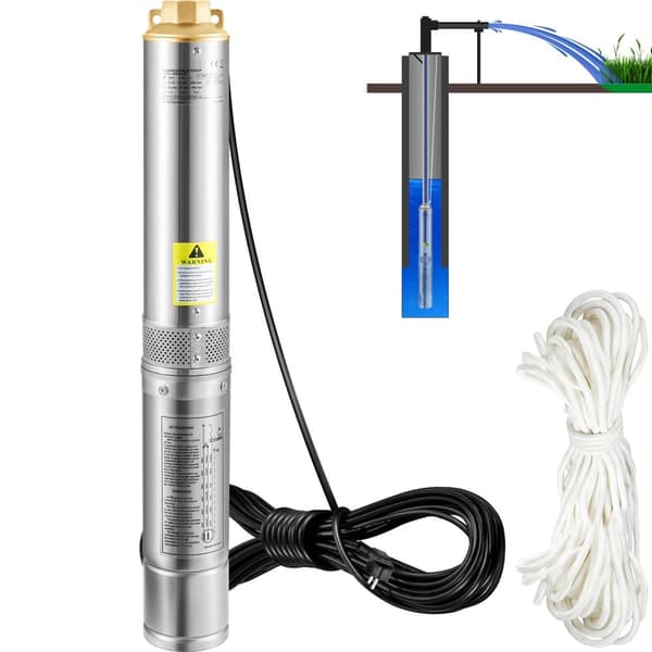 750W 105L/min dränkbar djupbrunnspump med problemfri backventil och filter, stort flöde och hög lyftkraft, pålitlig och stabil drift