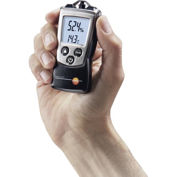 testo 610 Hygrometer 0 % rF 100 % rF Daggpunkt-/mögel-varningsdisplay