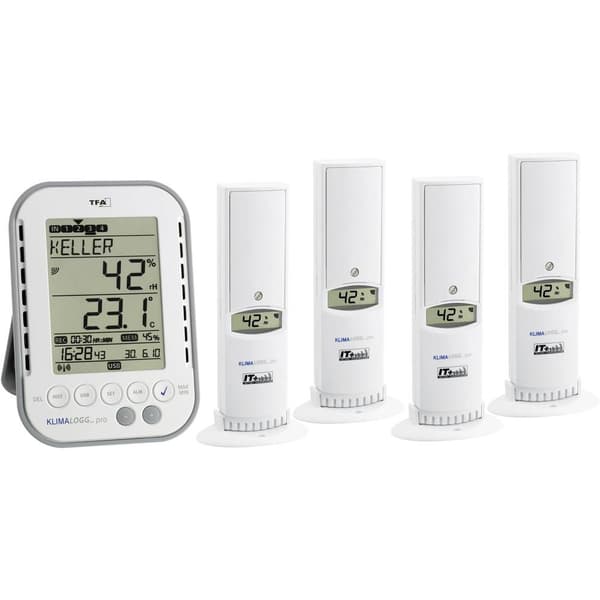 TFA Dostmann KLIMALOGG PRO Profi Set Hygrometer 1 % rF 99 % rF TFA Inomhusklimat Profi-set, Datalogg-funktion