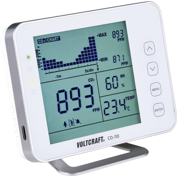 VOLTCRAFT CO-110 Koldioxidmätare 0 - 5000 ppm med datalogger Kalibrerad (ej certifierad kalibrering)