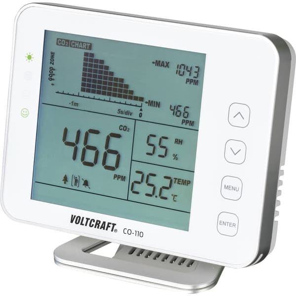 VOLTCRAFT CO-110 Koldioxidmätare 0 - 5000 ppm med datalogger Kalibrerad (ej certifierad kalibrering)