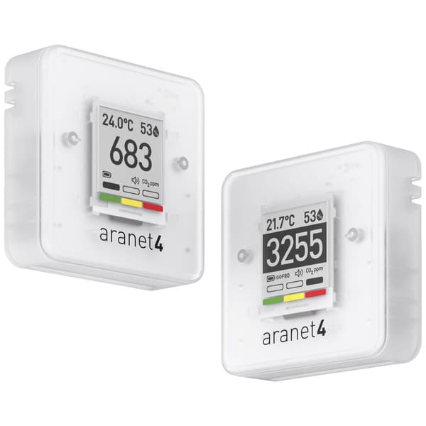 aranet CO2-mätare 0, 0, 0, 600 - 9999, 50, 85, 1100 ppm, °C, %, hPa med temperaturmätning
