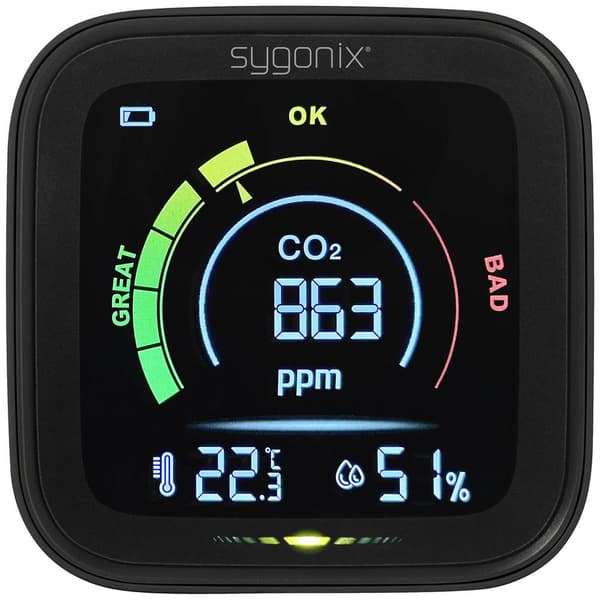 Sygonix Termo-/Hygrometer Med CO2-angivelse Svart