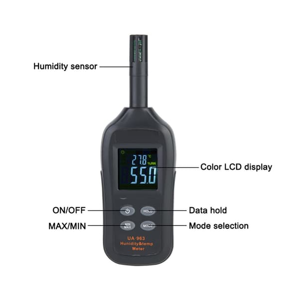 Digital termometer hygrometer, bärbar design, mätning av daggpunkt, industriellt bruk