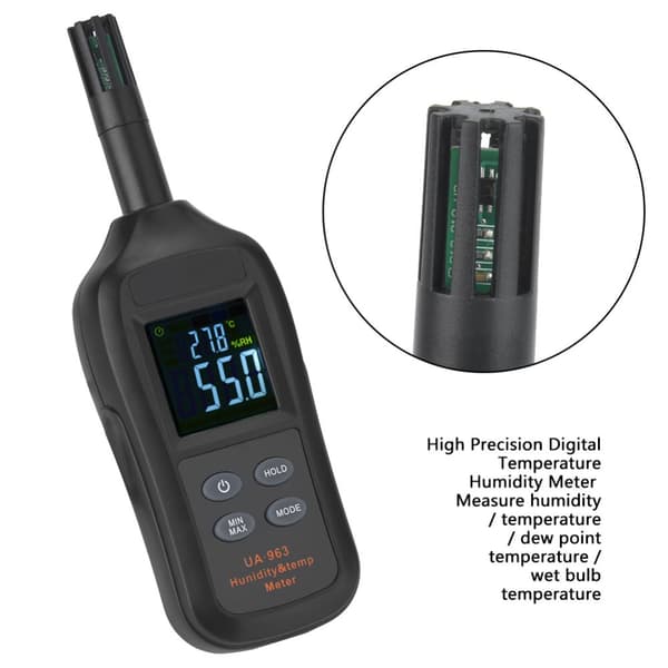 Digital termometer hygrometer, bärbar design, mätning av daggpunkt, industriellt bruk
