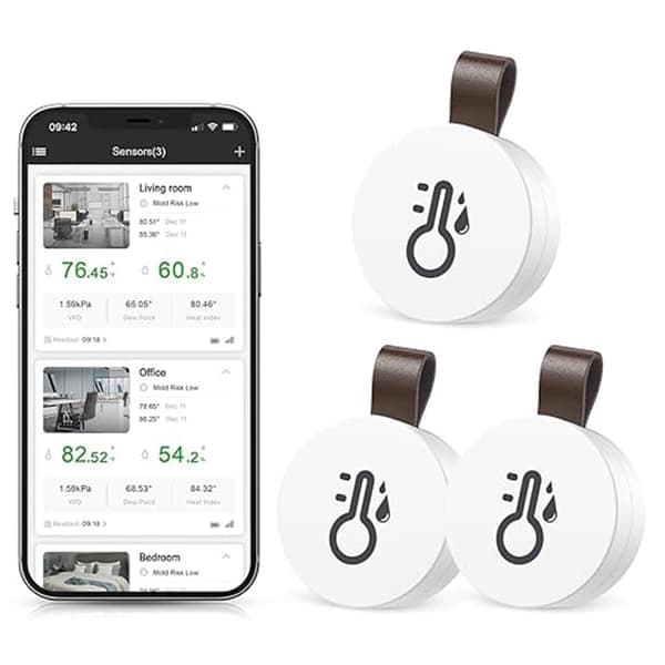 Lollanda Bluetooth termometer og hygrometer med datalagring / trådløst termometer og hygrometer, pakke med 1/2/3