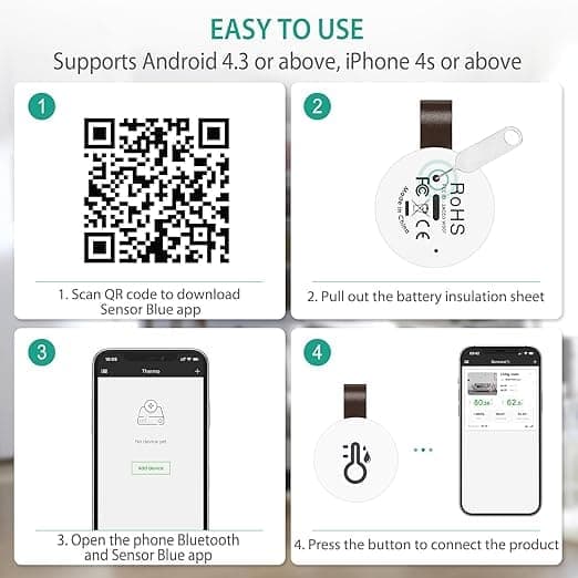 OBOSOE 1/2/3-pack Bluetooth Termometer & Hygrometer med App – Trådlös Temperatur- och Fuktmätare med Datalagring