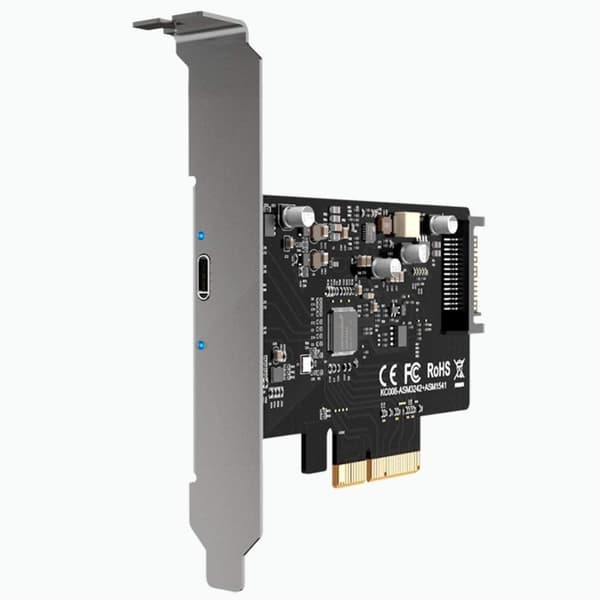 Maiwo KC008 PCI Express x4 -kortti–1x ulkoinen USB Type C, 20 Gb/s, USB 3.2 Gen 2 x2, PCIe 3.0 x4
