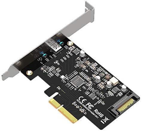 Maiwo KC008 PCI Express x4 -kortti–1x ulkoinen USB Type C, 20 Gb/s, USB 3.2 Gen 2 x2, PCIe 3.0 x4