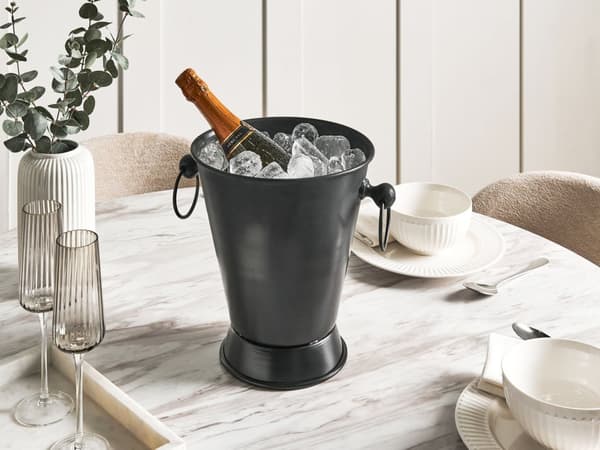 Isbøtte Sølvmetall med Håndtak Moderne Champagnekjøler Glamorøs Hjemmetilbehør